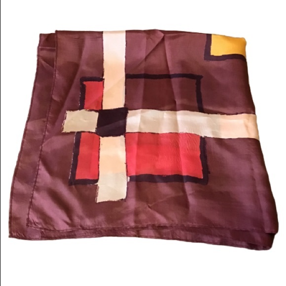 Authentic Original Vintage Style Accessories - Vintage 70s op art squares one of a kind scarf